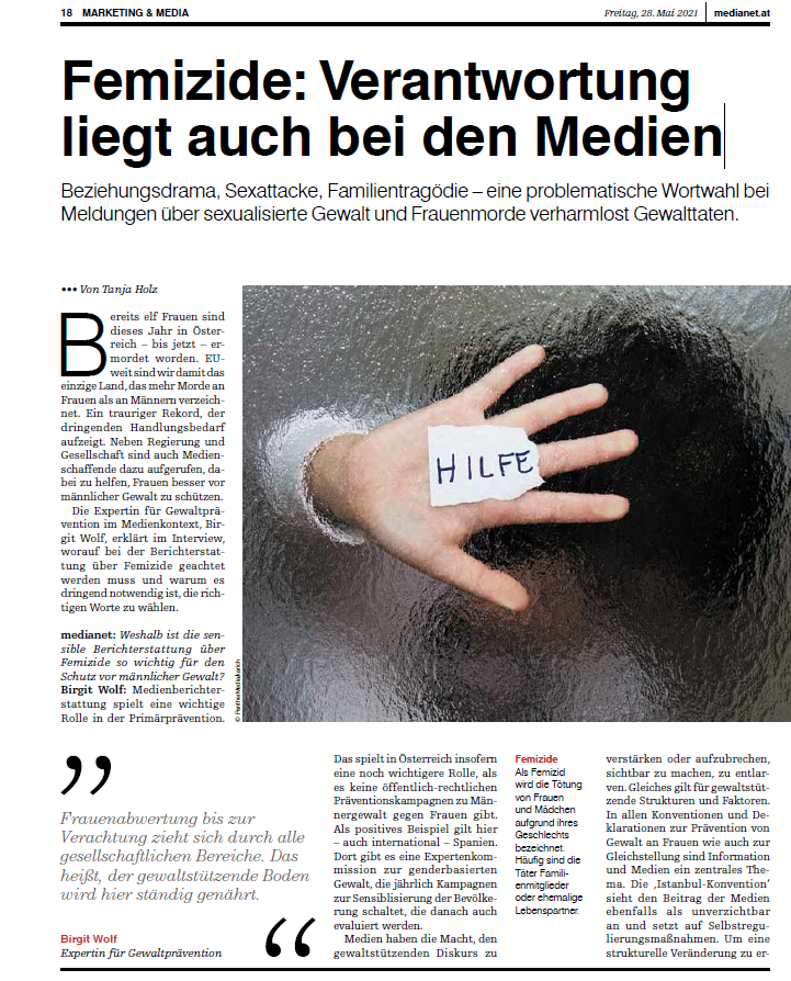 Interview Femizide Medianet Mai 2021